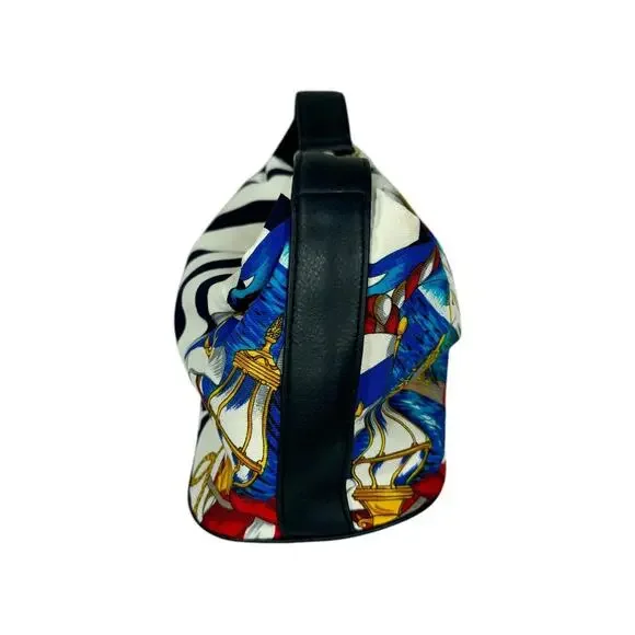 Vintage Aronni Romana Sailing Flag Print Handbag Nautical Florence Italy Navy - Picture 5 of 14